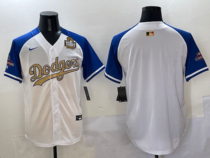 Men Los Angeles Dodgers Blank White Blue Gold Game Nike 2025 MLB Jersey style 4291